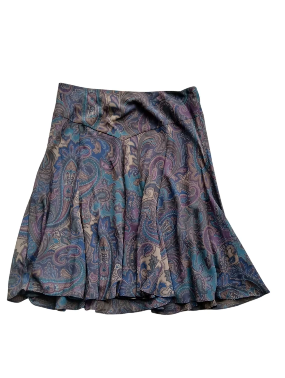 Chaps Size Medium Paisley Flare Midi Skirt in Teal & Purple